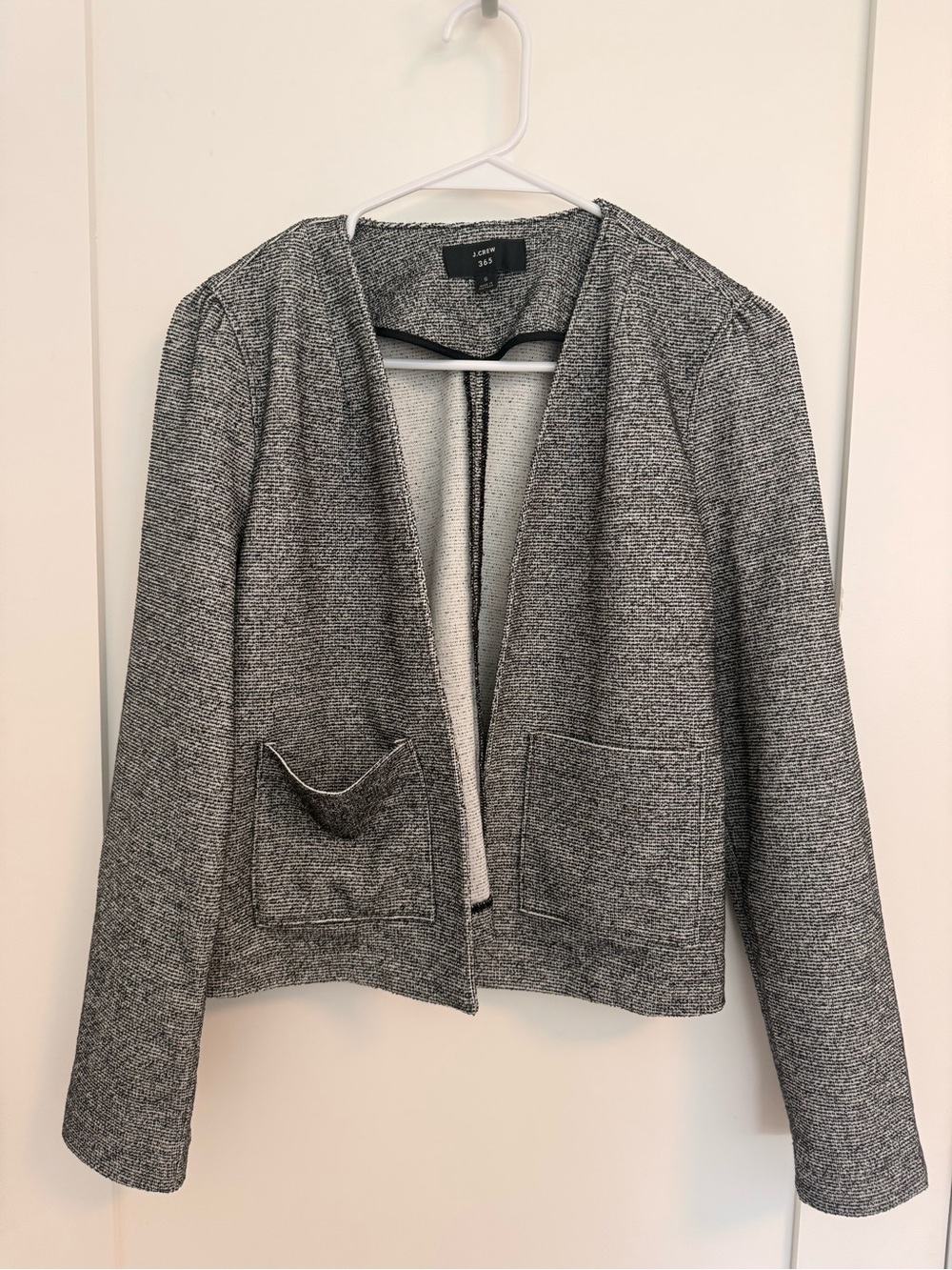 J. Crew 365 Gray Textured Open Soft Blazer Jacket